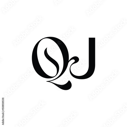 QJ monogram logo design letter text name symbol monochrome logotype alphabet character simple logo