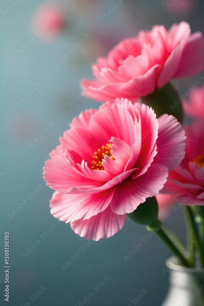 Close-up of vibrant carnations, softly blurred background, conveying a sense of calm and relaxation Perfect for spa, wellness, or floral design themes , mindfulness, orange, pastel Close-up of vibrant carnations, softly blurred background, conveying a sense of calm and relaxation Perfect for spa, wellness, or floral design themes , mindfulness, orange, pastel