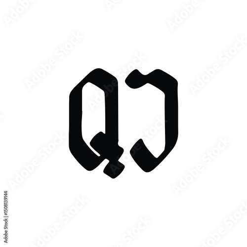 QJ monogram logo design letter text name symbol monochrome logotype alphabet character simple logo