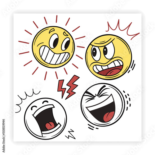Emoji and Expression Doodle Set 