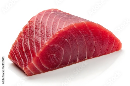 Fresh Raw Tuna Steak Isolated on White Background Perfect for Sushi or Sashimi Showing Rich Color and Texture Close Up View