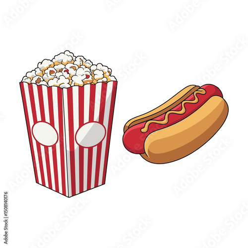 Popcorn hot dog vector illustration