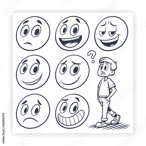 Emoji and Expression Doodle Set 
