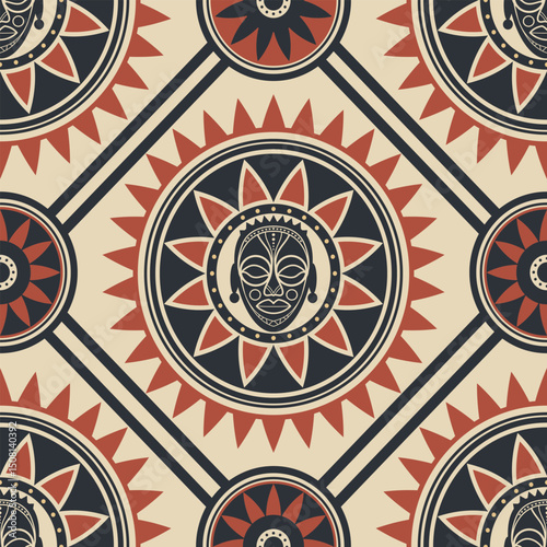African ethnic design with abstract geometric ornament abstract seamless pattern, ethnic background, simple style for textiles, banners, wallpapers, wrapping