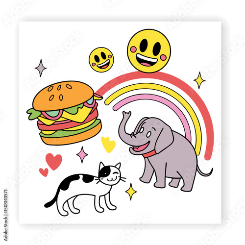 Emoji and Expression Doodle Set 