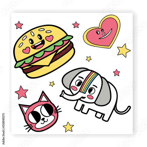 Emoji and Expression Doodle Set 