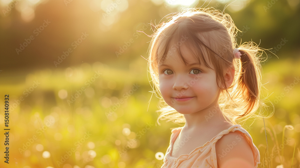 Fototapeta premium Little girl. Close up portrait of a pretty little girl. Child girl looking at camera with smile