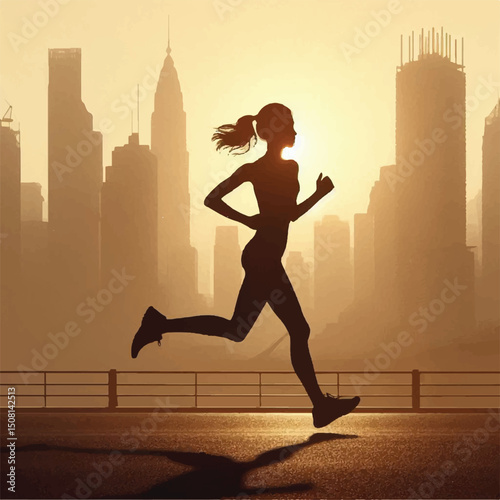 silhouette of a person jogging
