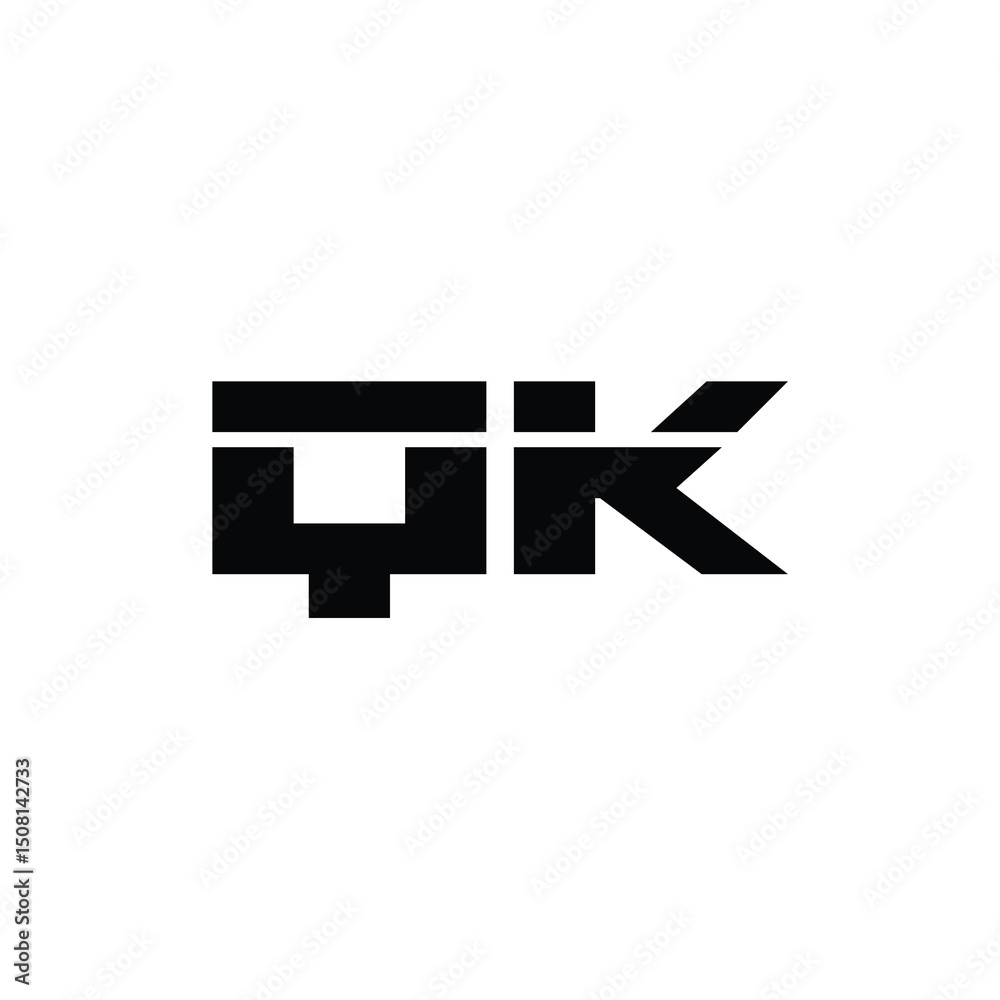 Obraz premium QK monogram logo design letter text name symbol monochrome logotype alphabet character simple logo