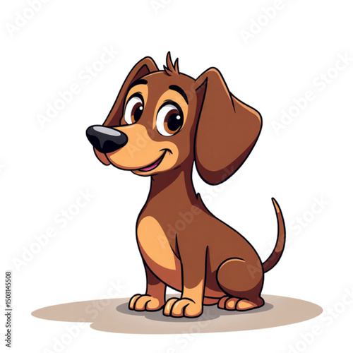Illustration of a cute cartoon dog smiling happily, showcasing charm and playfulness