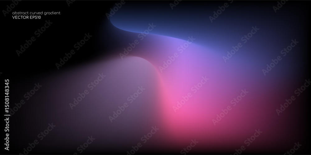 Obraz premium Vector abstract blurred gradient background smooth curve shape with colorful light purple blue on black background