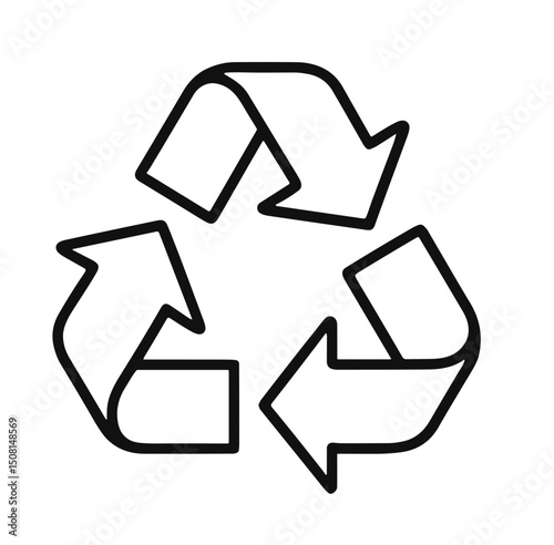 Recycling symbol icon with curved arrows representing sustainability  