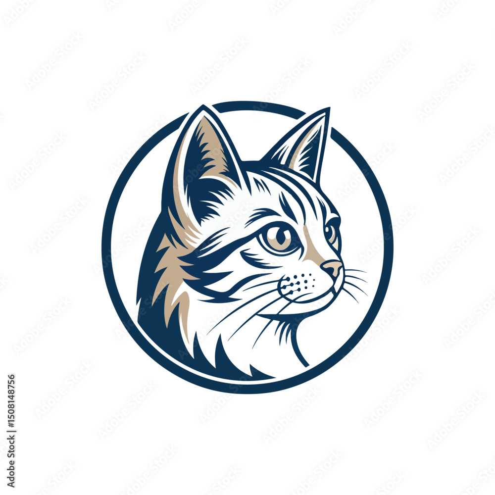 Obraz premium cat silhouette happy pets logo with some color variations, simple monochromatic animal logo for rescue, adoption, pet care or veterinary design