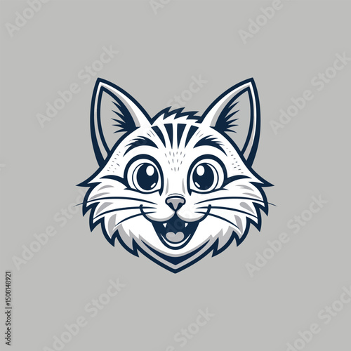 cat silhouette happy pets logo with some color variations, simple monochromatic animal logo for rescue, adoption, pet care or veterinary design