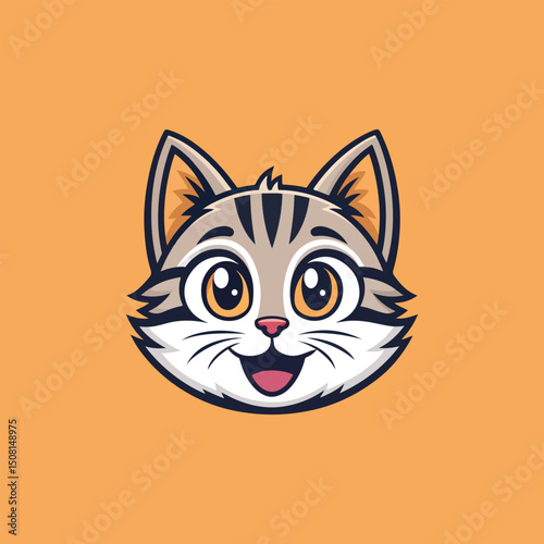 cat silhouette happy pets logo with some color variations, simple monochromatic animal logo for rescue, adoption, pet care or veterinary design