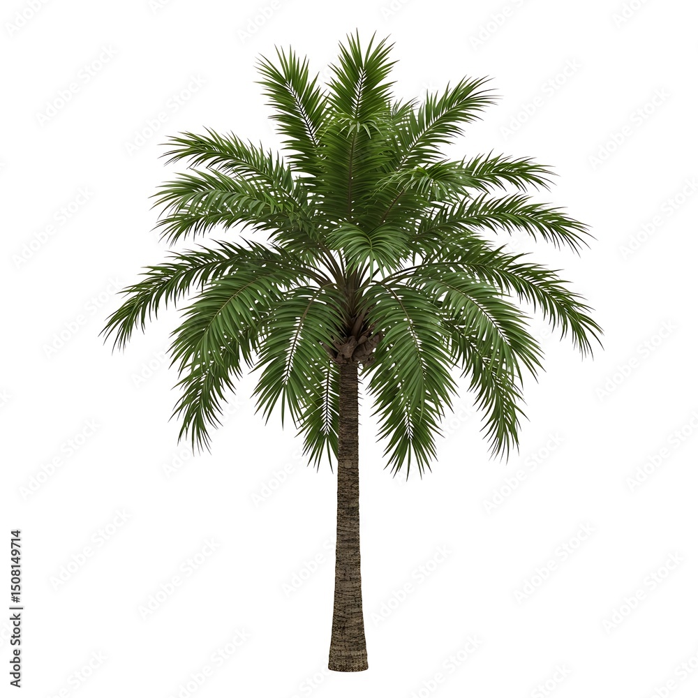 Fototapeta premium Palm tree with green leaves isolated on white background