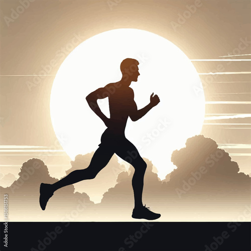 silhouette of a person jogging