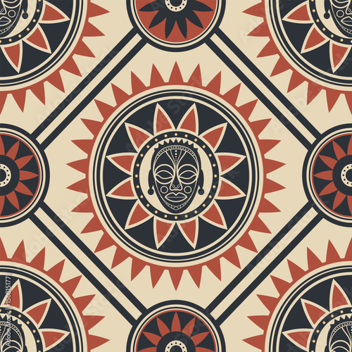 African ethnic design with abstract geometric ornament abstract seamless pattern, ethnic background, simple style for textiles, banners, wallpapers, wrapping
