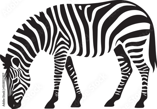 Zebra black and white silhouette minimal style, Striped animal flat clean design