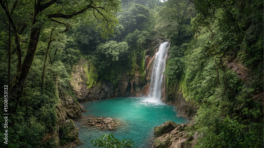 Fototapeta premium Explore the beauty of la fortuna waterfall in costa rica a tropical paradise and travel destination spot near arenal