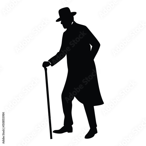 Elderly Man with Cane