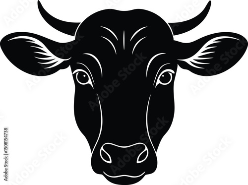 Creative cow head in friendly cartoon farm theme vector art illustration