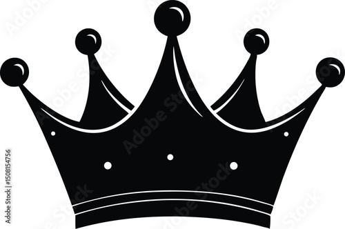 Royal crown with classic artistic elements and flair vector art illustration
