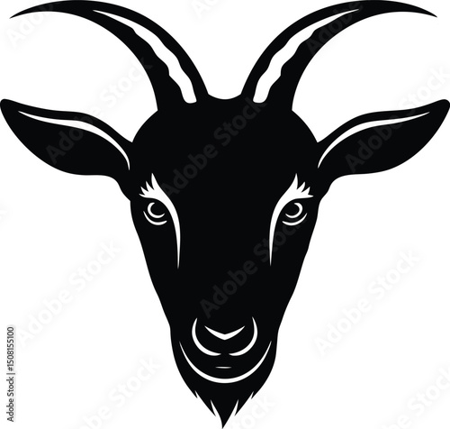 Goat head in rustic and natural artistic farm theme vector art illustration