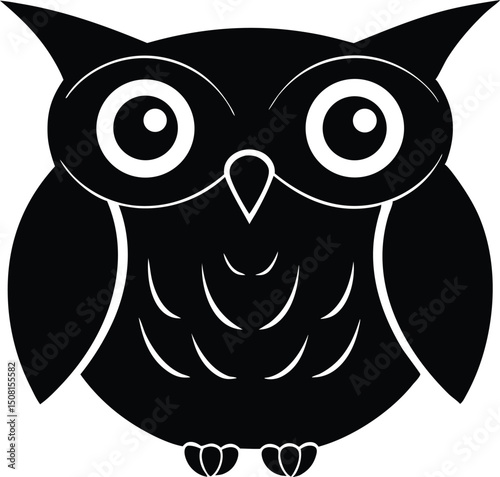 Owls eyes in mysterious and intense focused art style vector art illustration