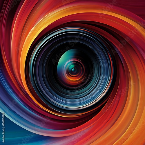 Vibrant abstract design of a camera lens.
