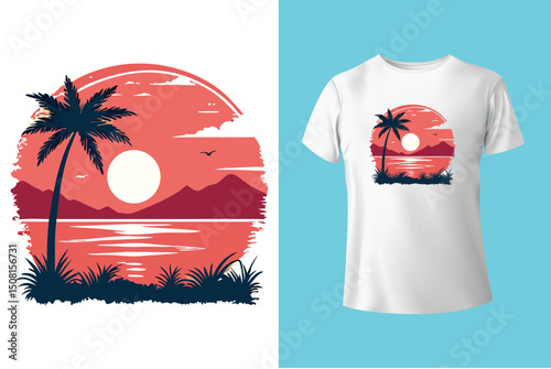 Summer Mood T-Shirt Artwork – Ocean, Fun, and Sun, Summer Graphic Tee – Trendy Design for Hot Days, Vibrant Summer Vibes T-Shirt – Colorful Seasonal Artwork.