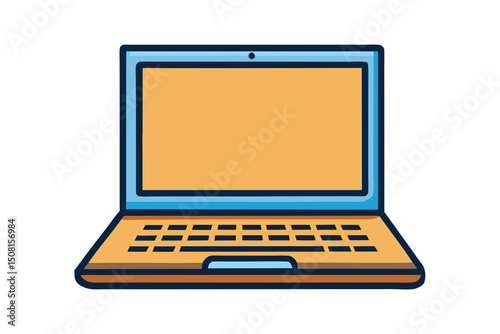 3d laptop icon flat style isolated on white background