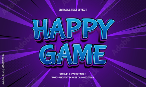 happy game editable text effect with a game and kids text style