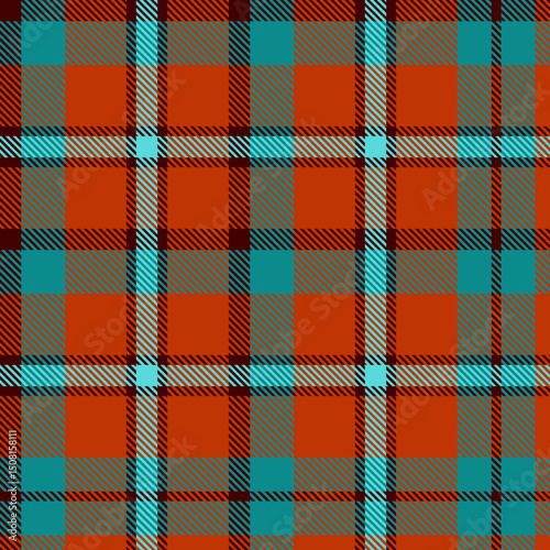 Orange and Teal Plaid Seamless pattern background for textile design .Perfect for textile or print design. vector illustration.
