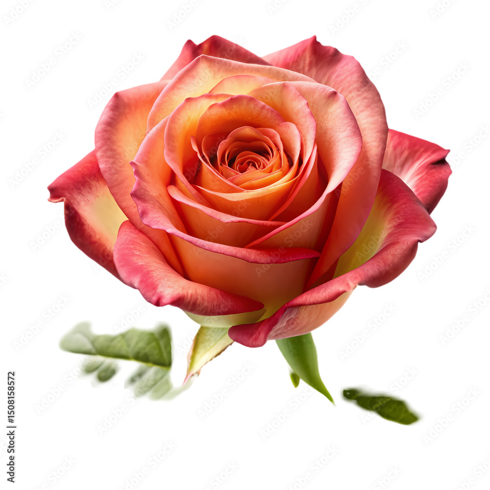 Naklejka premium Single Apricot and Red Rose Bloom