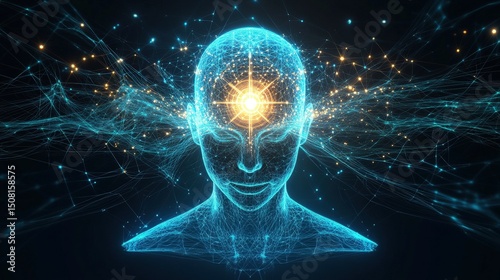 Futuristic Spiritual Intelligence Interface With Glowing Energy Flow