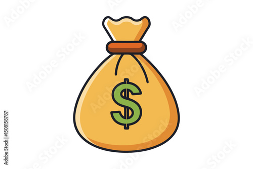 3d bag with money icon isolated on white background