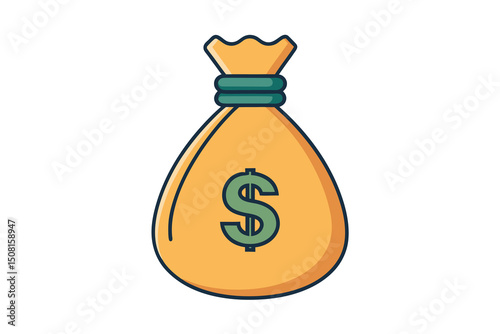 3d bag with money icon isolated on white background