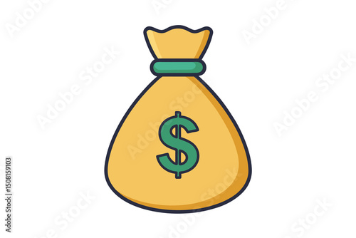 3d bag with money icon isolated on white background