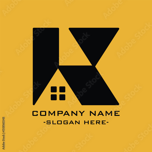 A vector-based logo design featuring the letter K, intended for use in construction, residential, real estate, building, and property sectors. A professional, minimalist, and innovative logo template.