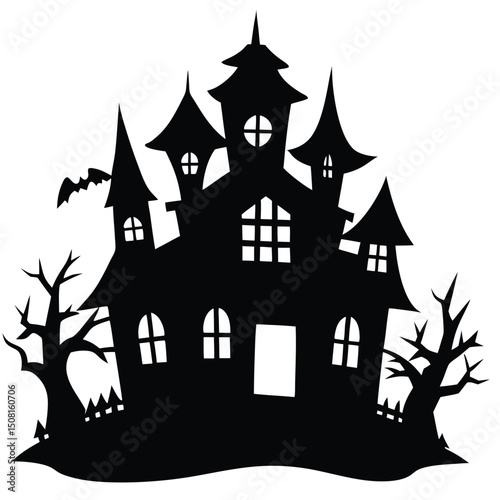 halloween castle with bats