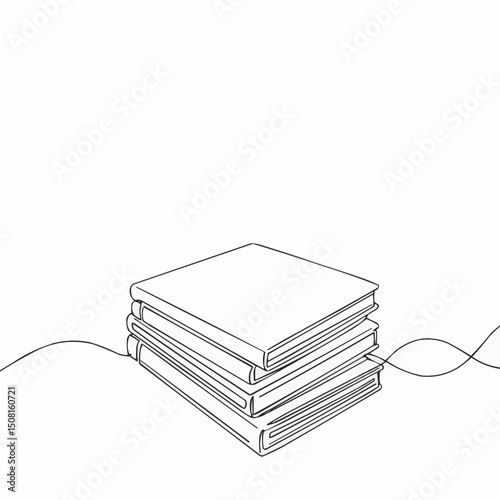 A minimalist line drawing of a stack of books, symbolizing education and knowledge. The books are neatly piled on top of each other, with the simple lines emphasizing their form