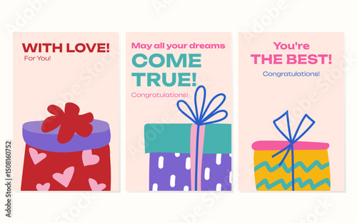 Share love and celebrate dreams with these sweet gift illustrations! Perfect for digital greetings, social media, and printable cards