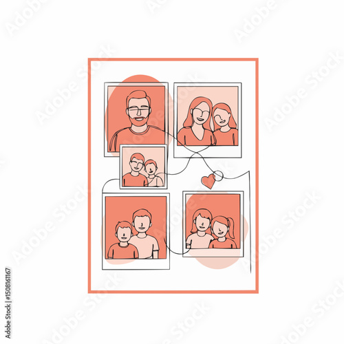 A beautiful sketch showing the family photo arranged on the wall
