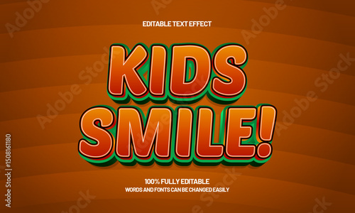 kids smile editable text effect with a game and kids text style