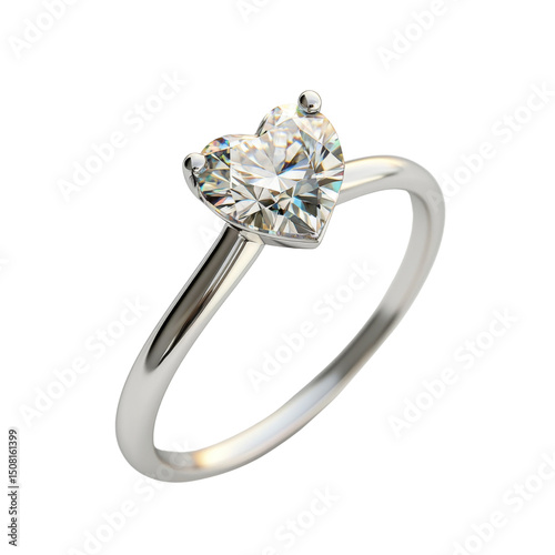 beautiful heart shaped diamond ring with sleek silver band, perfect for expressing love and commitment. This elegant piece shines brightly, making it ideal gift for special occasions