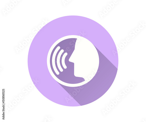 Voice assistant flat icon. Simple illustration with long shadow for graphic and web design.