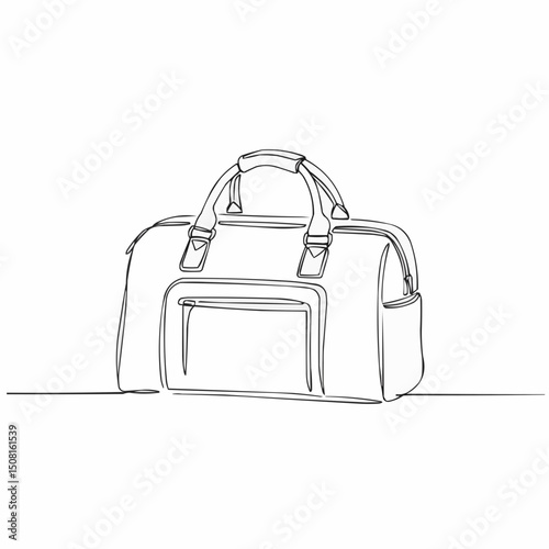 Stylish duffel bag in continuous line art style
