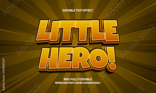 little hero editable text effect with a game and kids text style