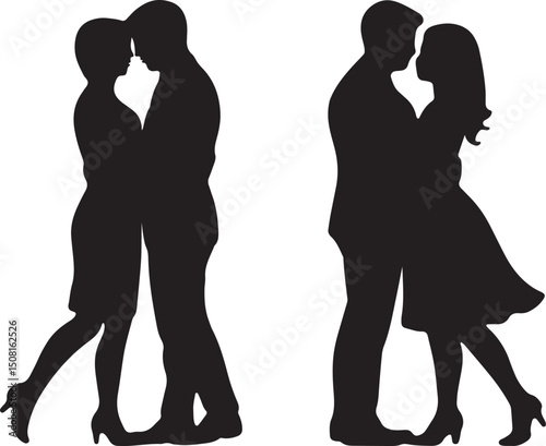 couple silhouette, lovers outline, romantic couple vector, people in love silhouette, romantic outline, black couple shape, silhouette of two lovers, man and woman silhouette